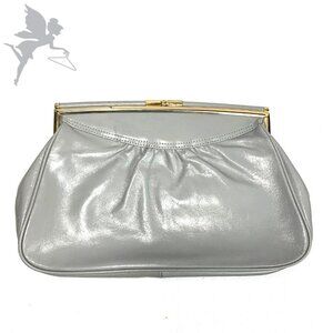 VINTAGE MCM Gray Leather Clutch